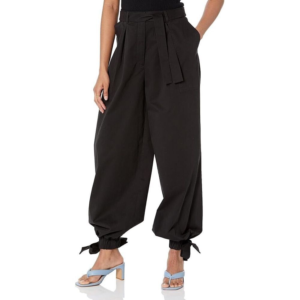 Women's Black Tie-Waist Pants